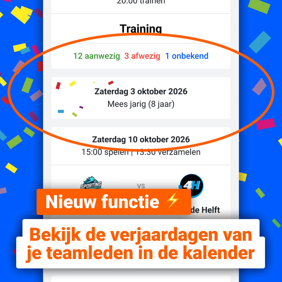 Voorbeeld van een verjaardag in de teamkalender