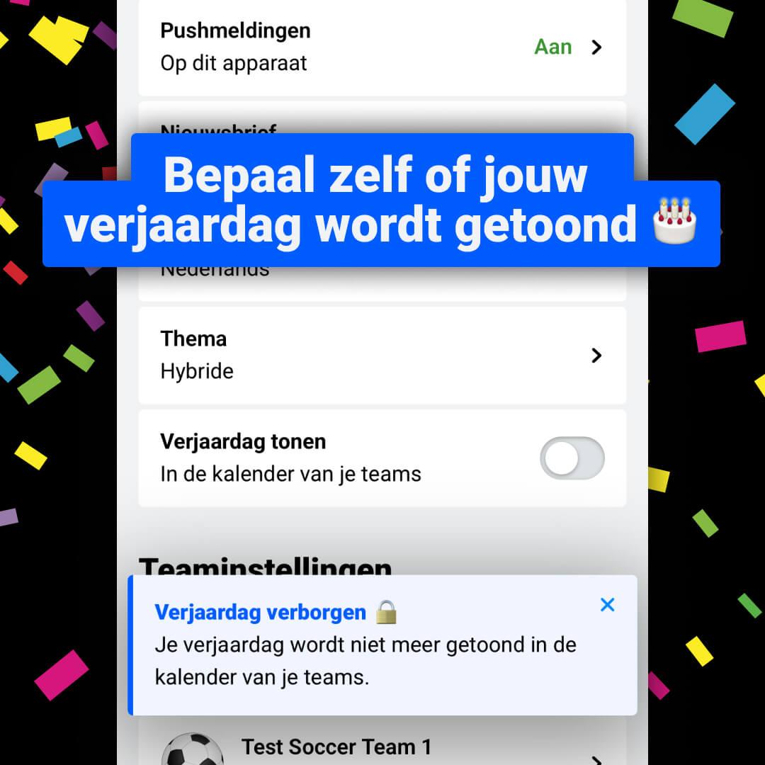 Nieuwe instelling in account: Verjaardag tonen