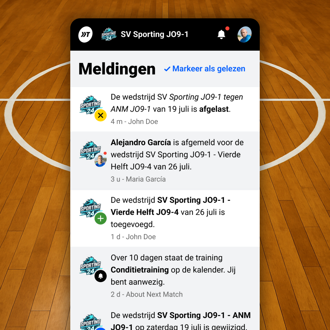 Meldingen in de app