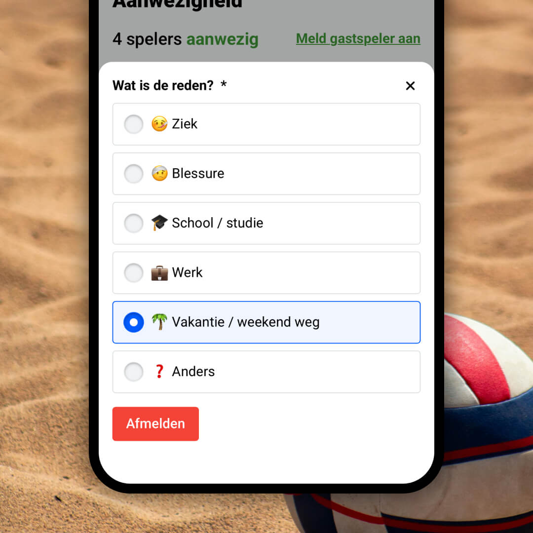 Afmeldredenen in de app